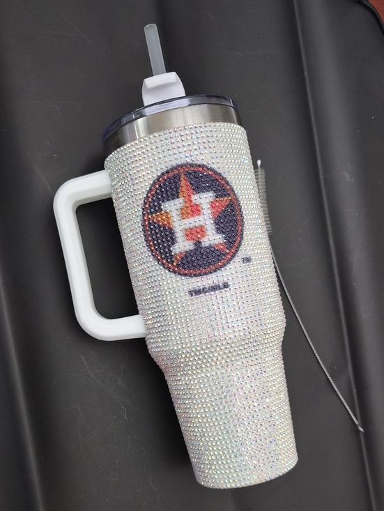 Other - Rhinestone Astros Bling Travel Tumbler - White Crystal Sparkle